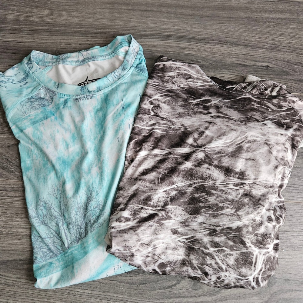 Habit Shirt Men's L Waves Nimbus Cloud Long Sleeve UPF 40+ Solar-Factor Set of 2